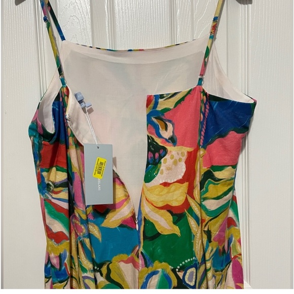 NWTAntonio Melani Giulia Printed Linen Blend Straight Neck Sleeveless Maxi Dress - Picture 4 of 6